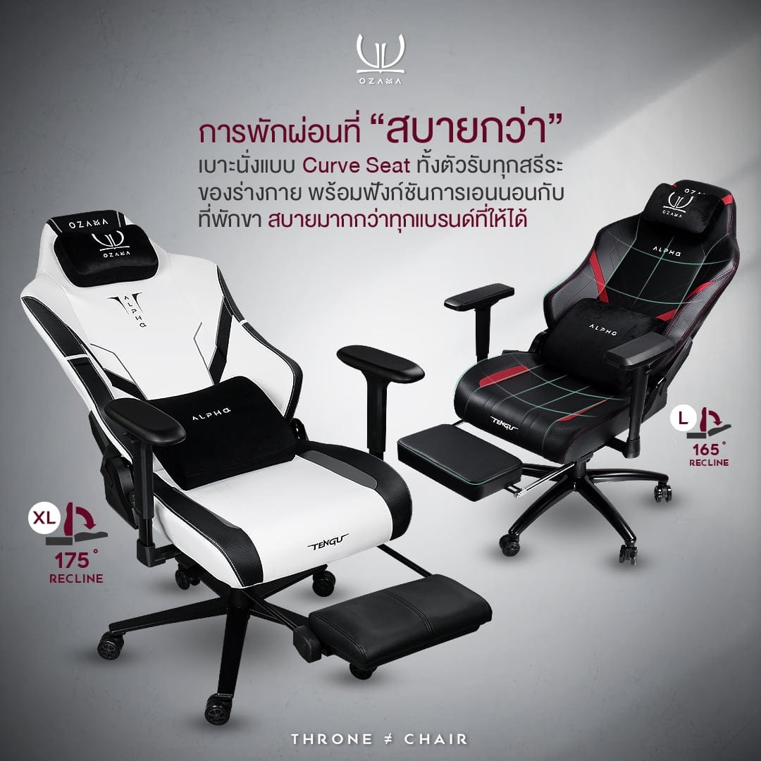 เก้าอี้เกมมิ่ง OZAMA ภายใต้แบรนด์ TENGUGAMINGGEARS รุ่น ALPHA TITAN (CH-APT-L-BK) สีดำ เบาะหนัง_5
